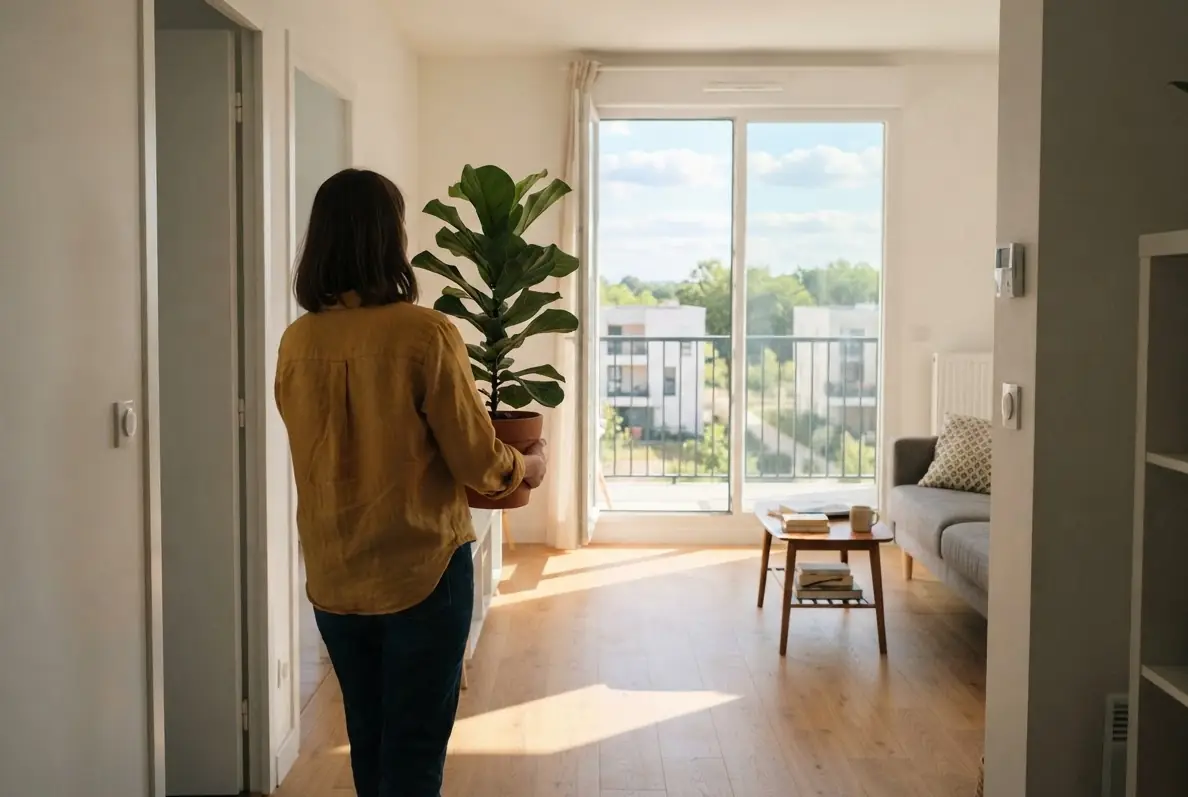 Arrivée d'un locataire dans un studio neuf