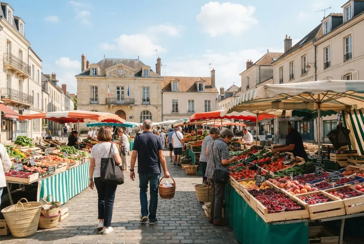Marché du samedi matin dans une ville de banlieue