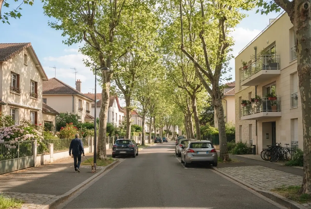 Rue résidentielle de banlieue francilienne